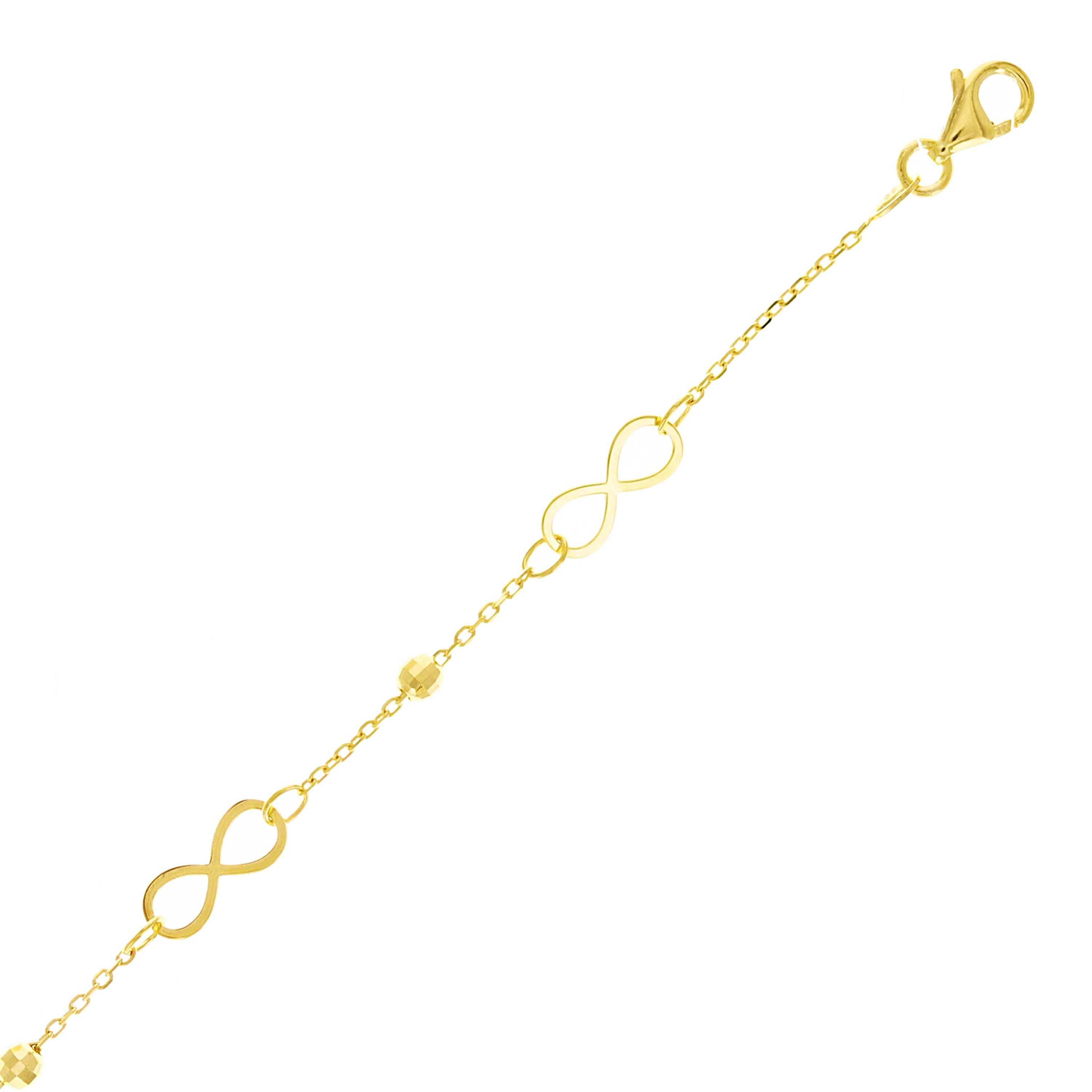 Italian 14k Yellow Gold Ball Bead Infinity Link Anchor Bracelet 6.25" 4.5 grams