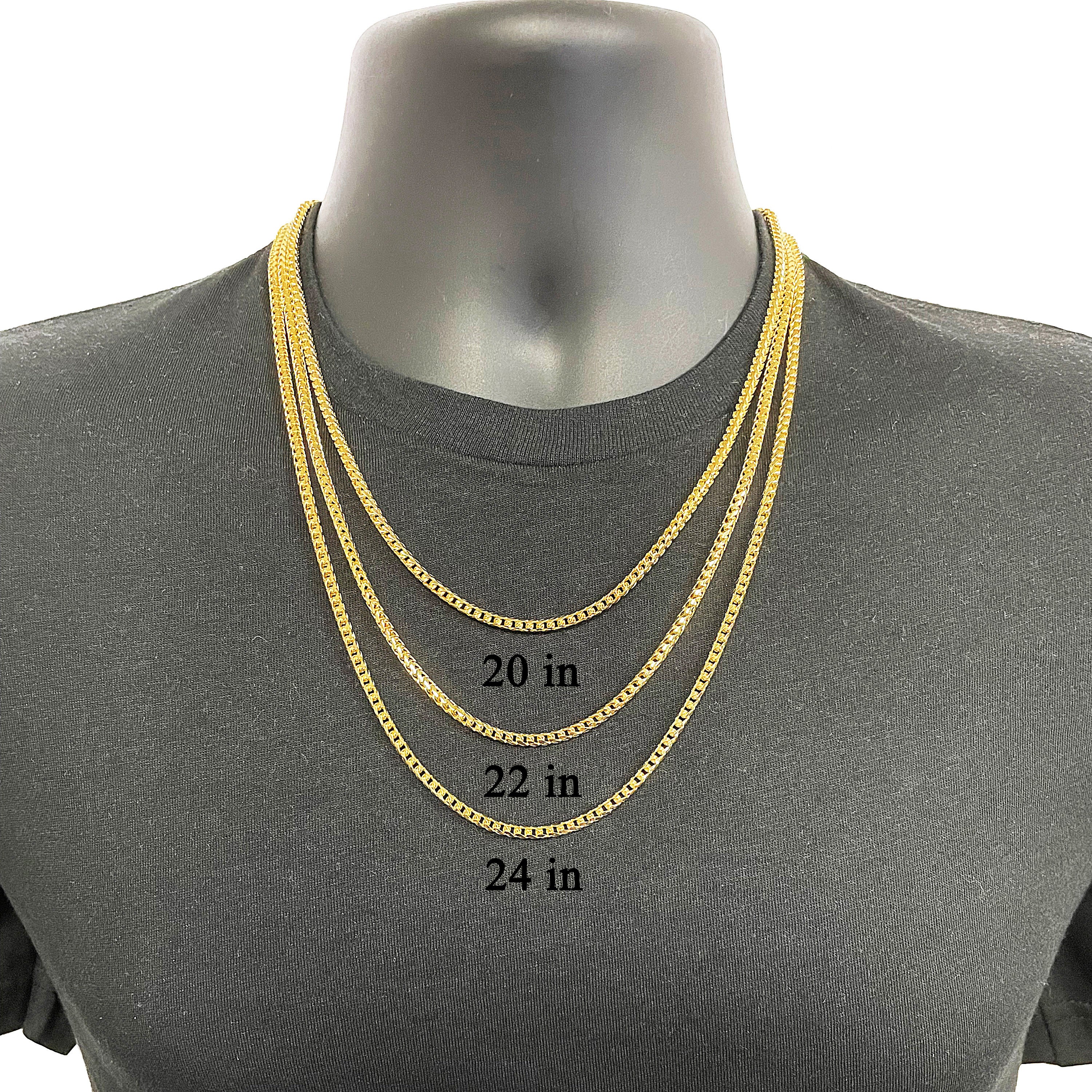 Italian 14k Yellow Gold Solid Diamond Cut Franco Chain Necklace 3.4 mm 20", 22", 24"