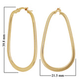 Italian 14k Yellow Gold Oblong Oval U-Shaped Hoop Earrings 1.6" 3 grams
