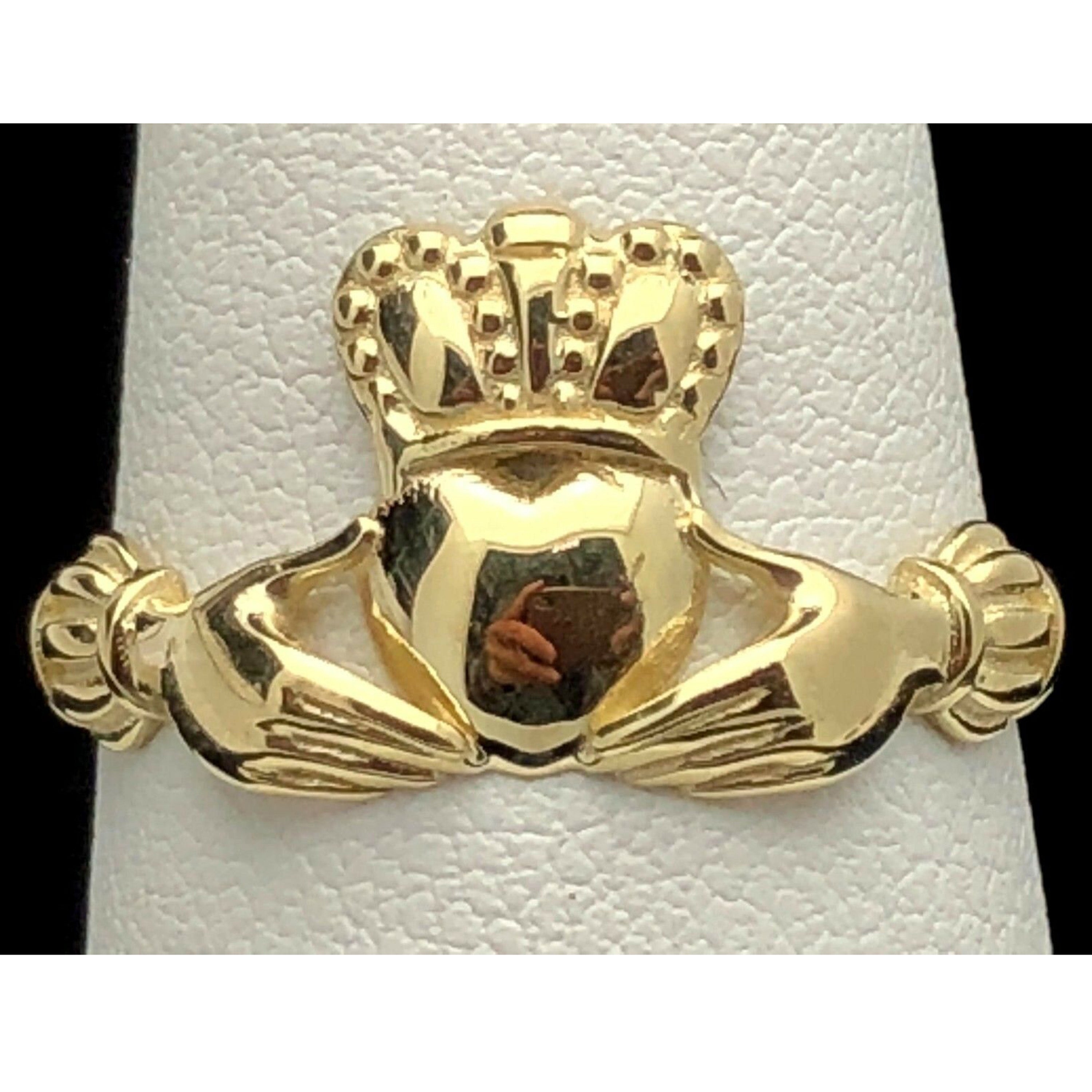 14k Yellow Gold Irish Claddagh Love Friendship Ring Size 5 - Yellow,Ring Size 5