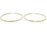 14k Yellow Gold Diamond Cut Round Hoop Earrings 2.6" 1.65mm 5 grams