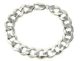 10k White Gold Flat Cuban Bracelet Link Chain 7.5" 12.5mm 33.4 grams - White,7.5"
