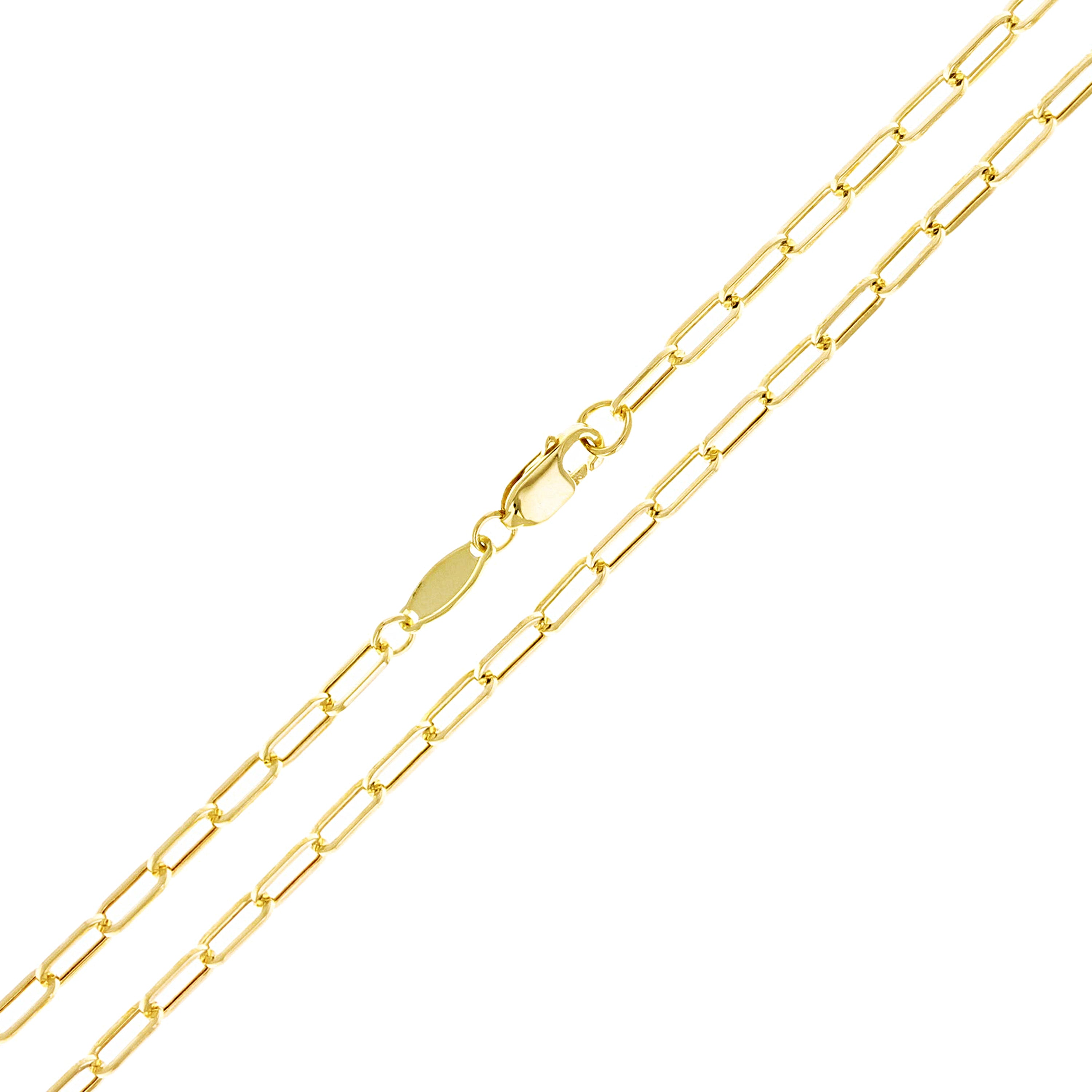 Italian 14k Yellow Gold Hollow Paper Clip Link Chain Necklace 18" 2.5mm 2.3 grams - 18" 2.3 grams