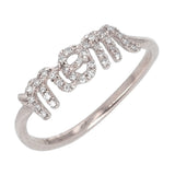 14k White Gold Diamond Mom Ring Size 7 - White