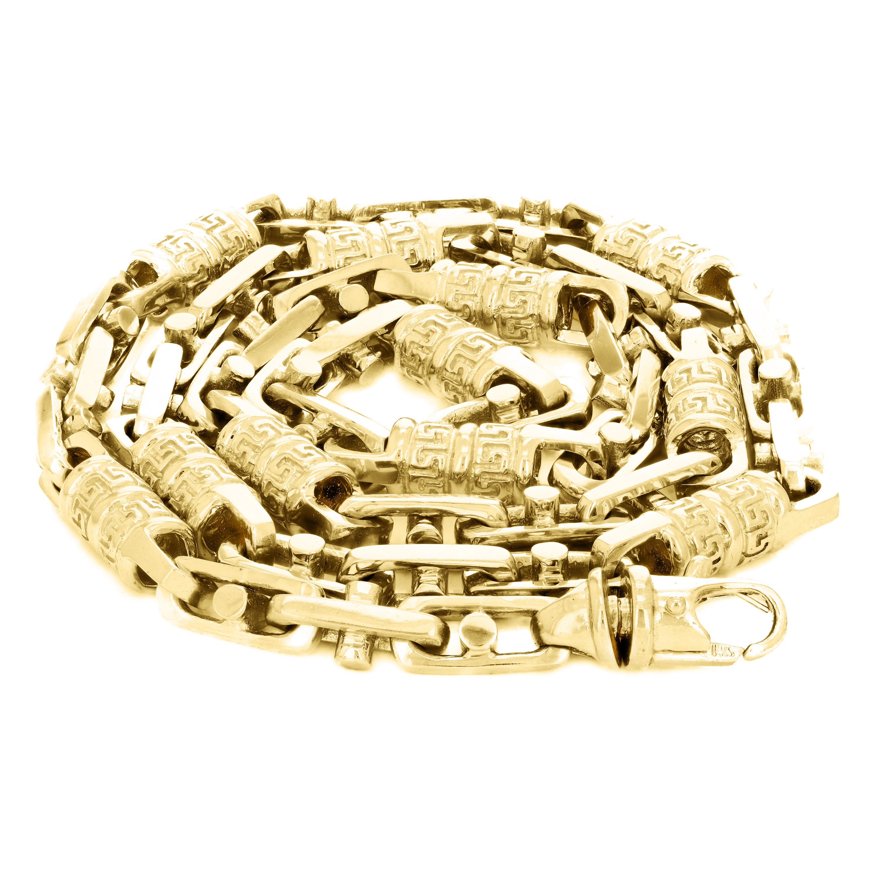 14k Yellow Gold Handmade Fashion Link Necklace 24" 7.55mm - Yellow,24"