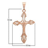 14k Rose Gold Jesus Christ Crucifix Cross Religious Charm Pendant 2.4" 6.2 grams - Rose