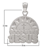 14k White Gold Sun Cross GOOD NEWS JESUS Pendant - White