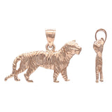14k Rose Gold Solid Animal Tiger Charm Pendant 3.7 grams - Rose