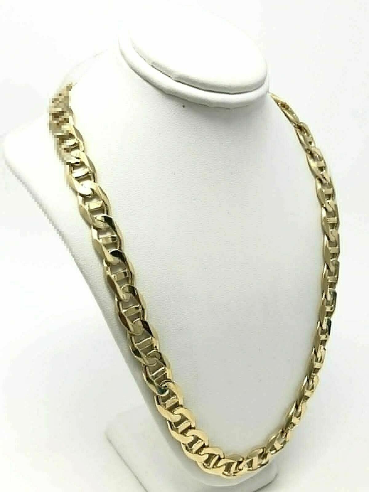 10k Yellow Gold Concave Mariner Chain Necklace 26" 10mm 78 grams - 26"