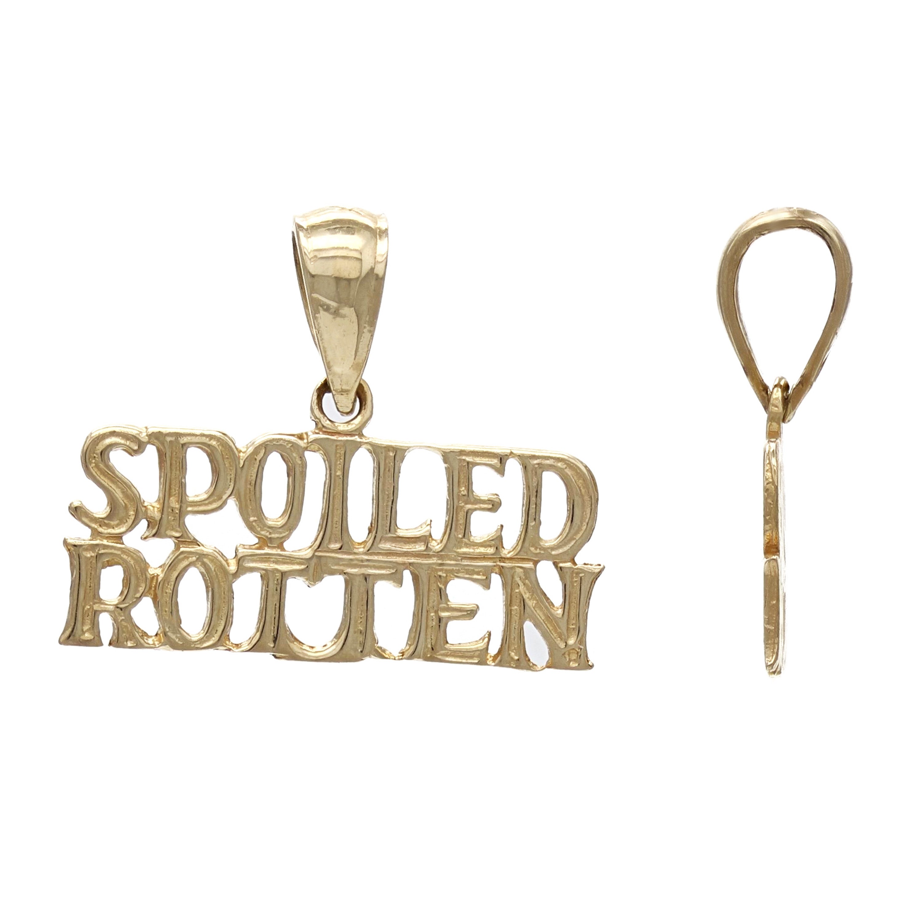 14k Yellow Gold SPOILED ROTTEN Pendant Words Charm 1 gram - Yellow