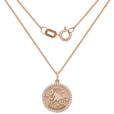 14k Rose Gold  Diamond Zodiac Sign Capricorn Pendant Necklace 18" - Capricorn,Rose
