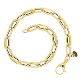 Italian 14k Yellow Gold Plain & Twist Paper Clip Link Bracelet 7.5" 5mm 3.1 grams