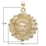10k Yellow Gold Solid Chunky Nugget Lion Face Charm Pendant 1.3" 5.8 grams - Yellow