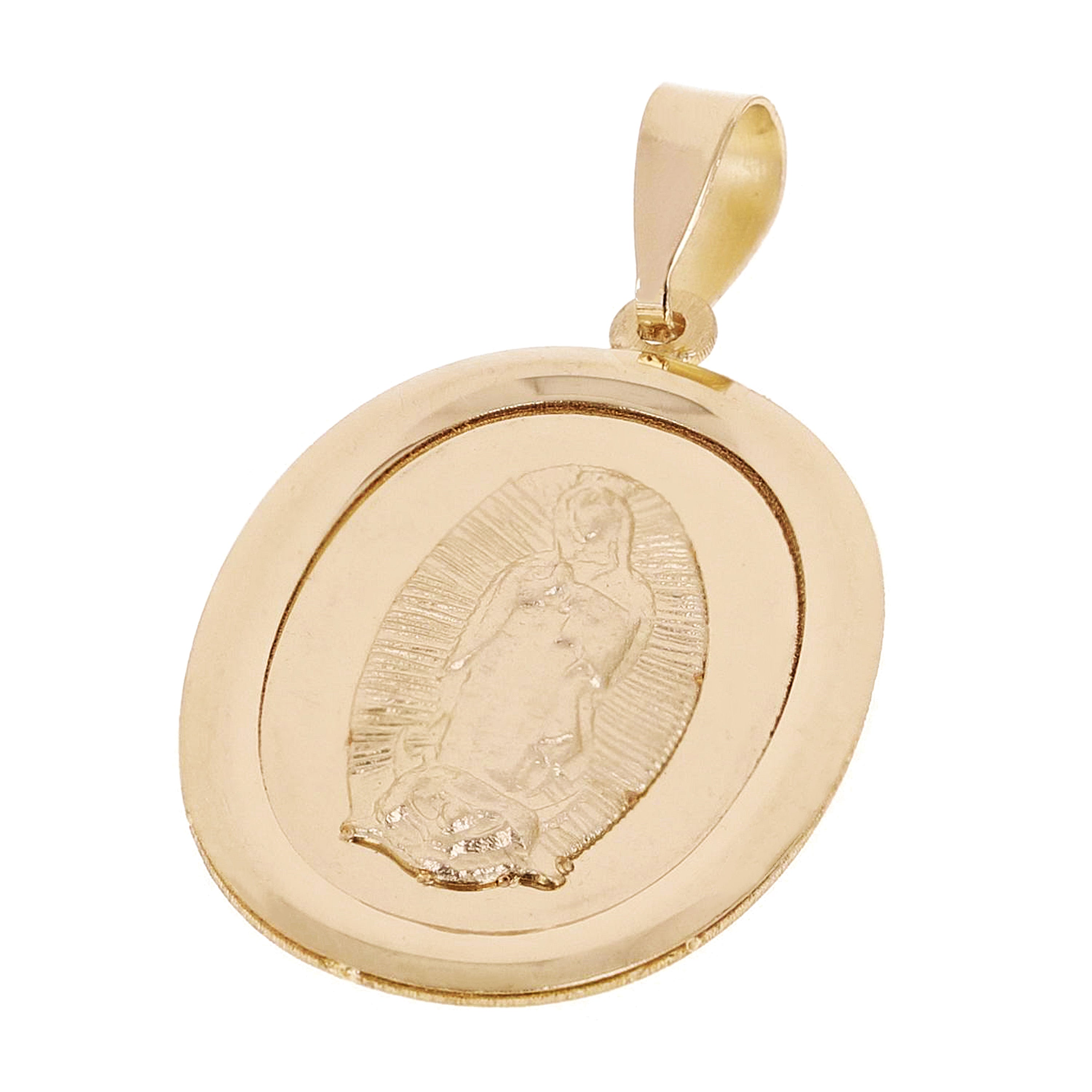 Italian 14k Yellow Gold Our Lady of Guadalupe Virgin Mary Charm Pendant 1.9g - Large