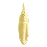 14k Yellow Gold Solid High Polished Oval Cross Charm Pendant 1.4" 4.7 grams