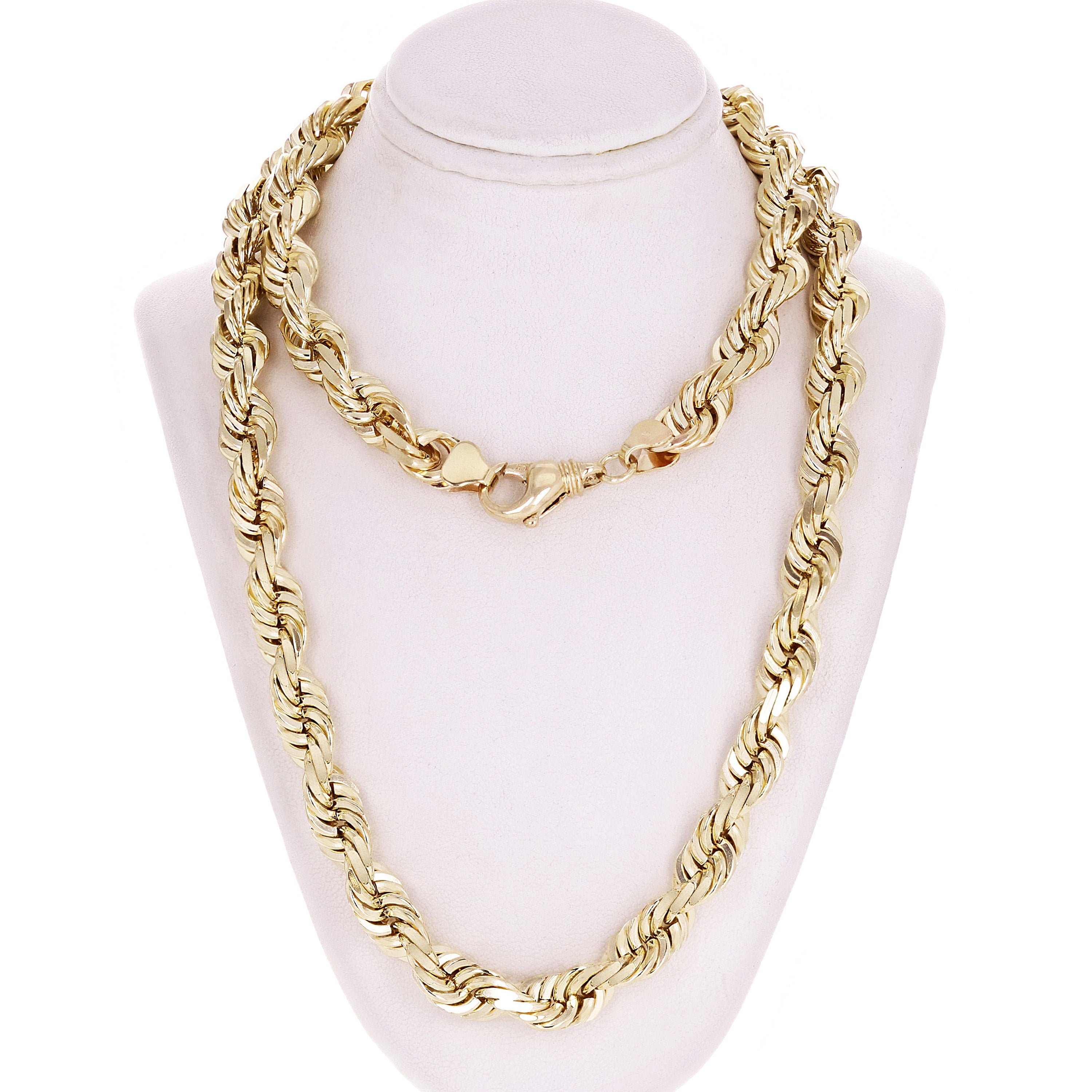 14k Yellow Gold Solid Diamond Cut Rope Chain Necklace 16" 12mm - 16",12mm