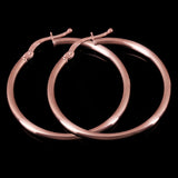 Italian 14k Rose Gold High Polished Plain 2mm Hollow Hoop Earrings 1.2" 2 grams - Rose,Size 1.2" 2 grams