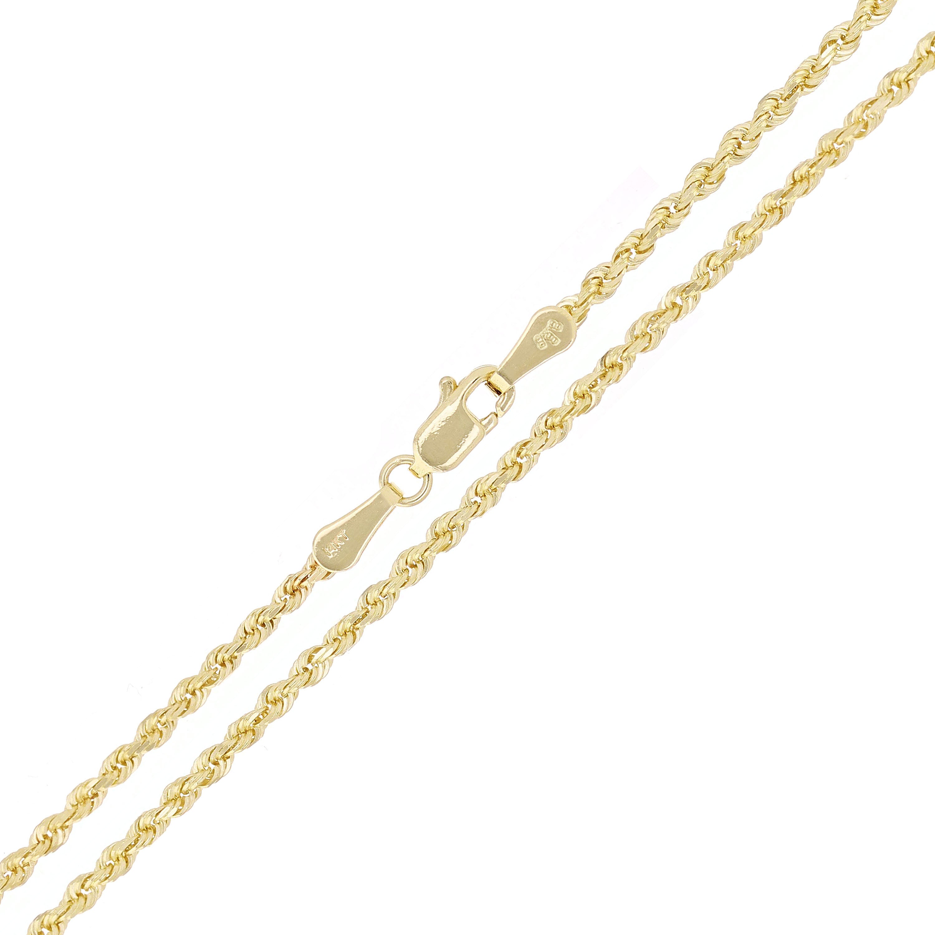 14k Yellow Gold Solid Diamond Cut Rope Chain Necklace 16"-30" 1.5mm to 12mm - 16"