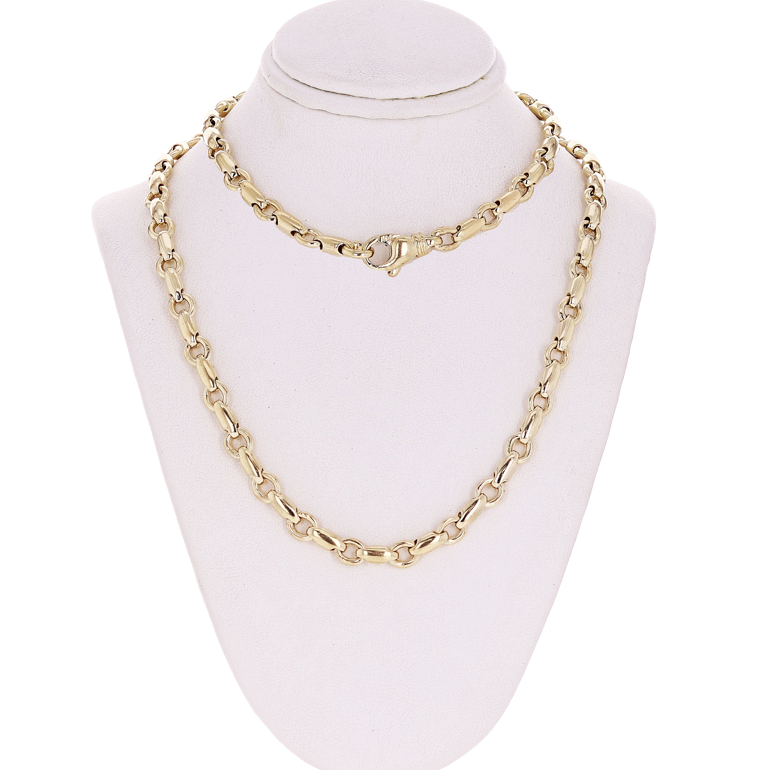 Men's 14k Yellow Gold Handmade Fashion Link Necklace 20" - 30" 6.5mm