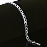 14k White Gold Solid Diamond Cut Horse Shoe Bracelet 6.5" 6.4mm 8 grams - White,6.5"