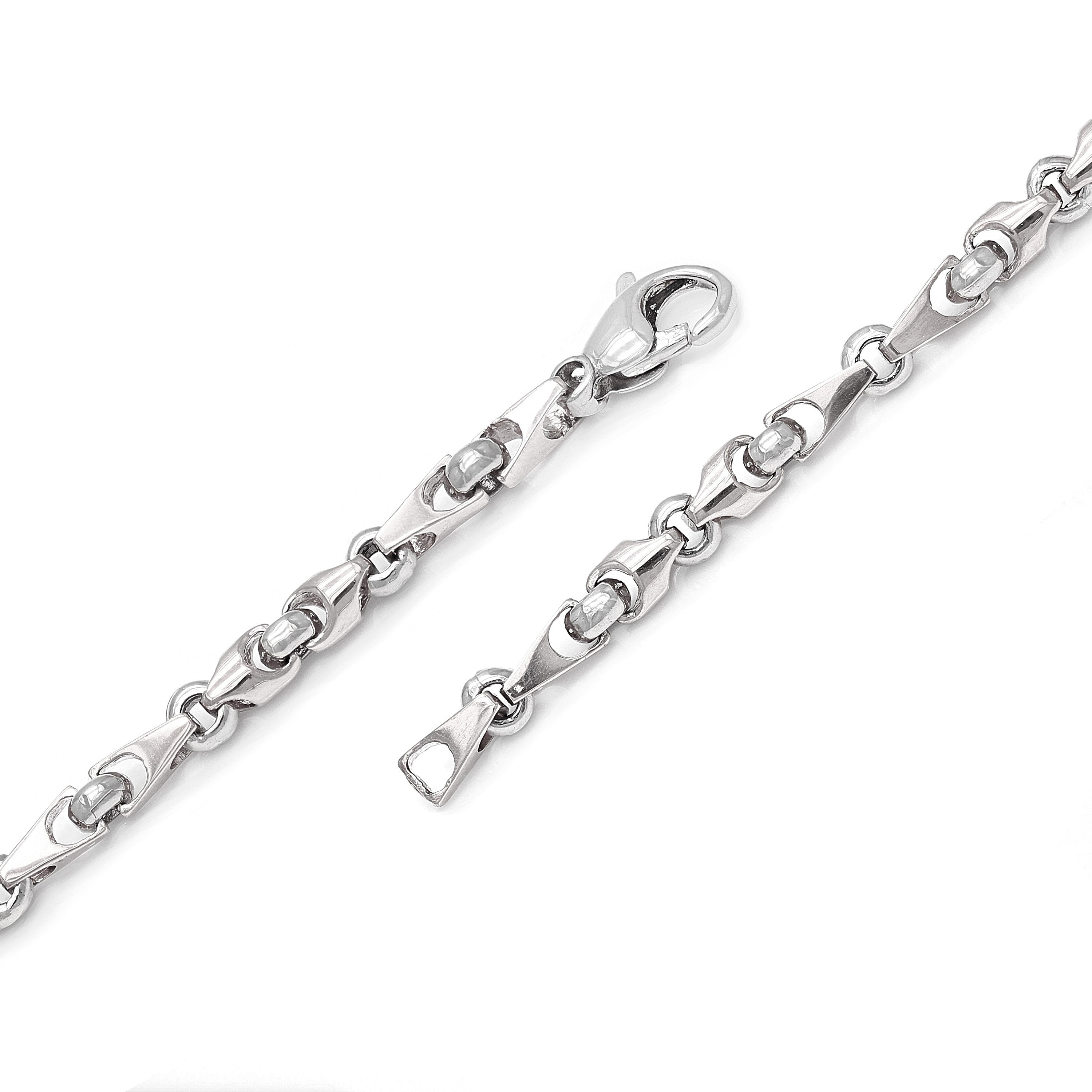 14k White Gold Solid Handmade Fashion Link Bracelet 7.75" 5mm 17.3 grams - White,7.8" 17.3 grams