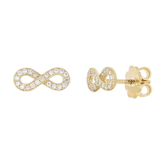 14k Yellow Gold 0.30ctw Diamond Infinity Figure Eight Stud Earrings