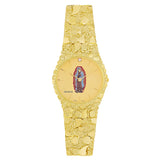 10k Yellow Gold Lady of Guadalupe Geneve Diamond Watch Nugget Band 7-7.5" 47 grams - 7.5" 47 grams