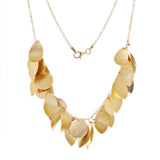 Italian 14k Yellow Gold Round & Leaves Charm Necklace 18" 12.7 grams