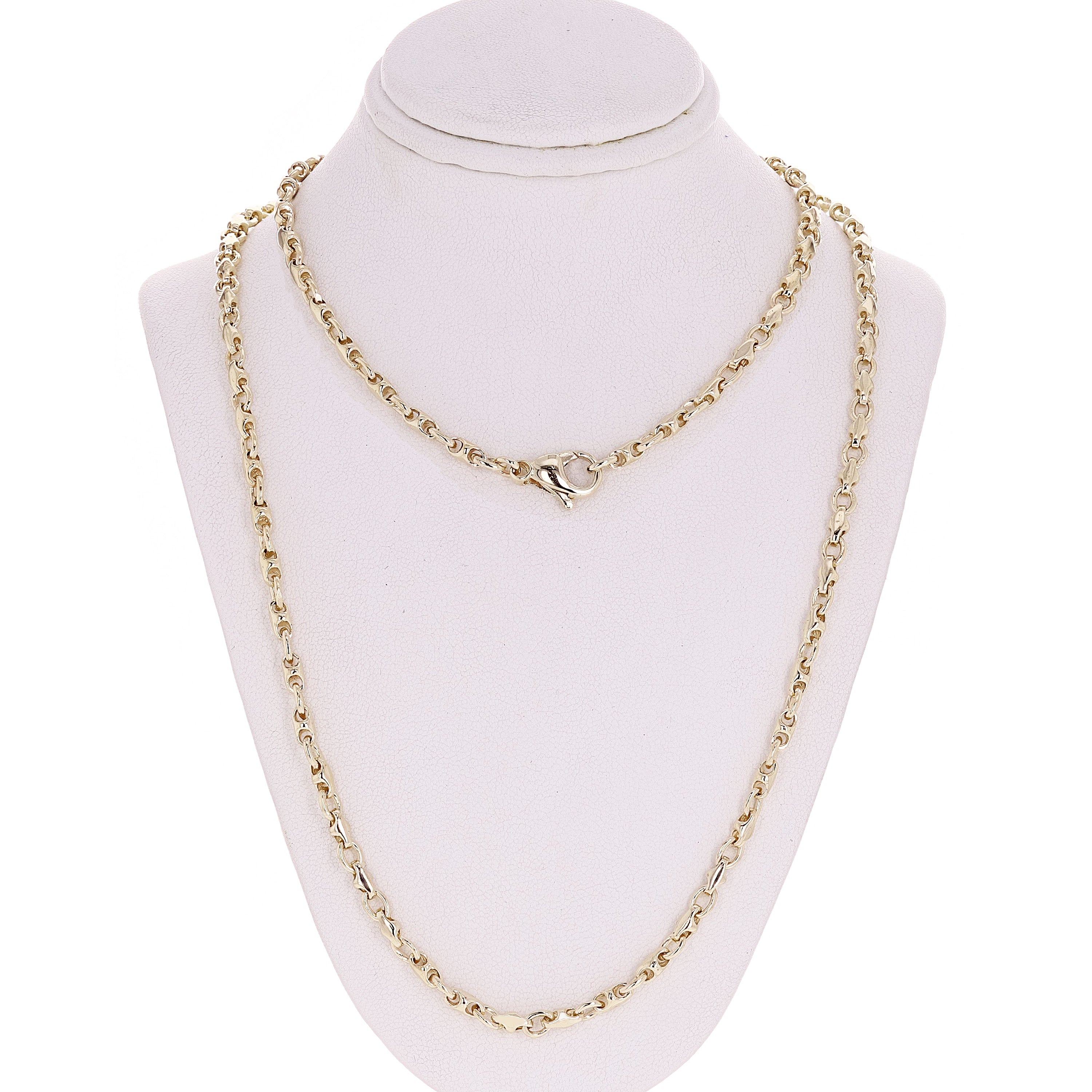 10k Yellow White or Rose Gold Solid Handmade Fashion Link Necklace 4mm 20" - 28"