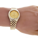 10k Yellow Gold Link Geneve Diamond Wrist Watch 8"-8.5" 49 grams