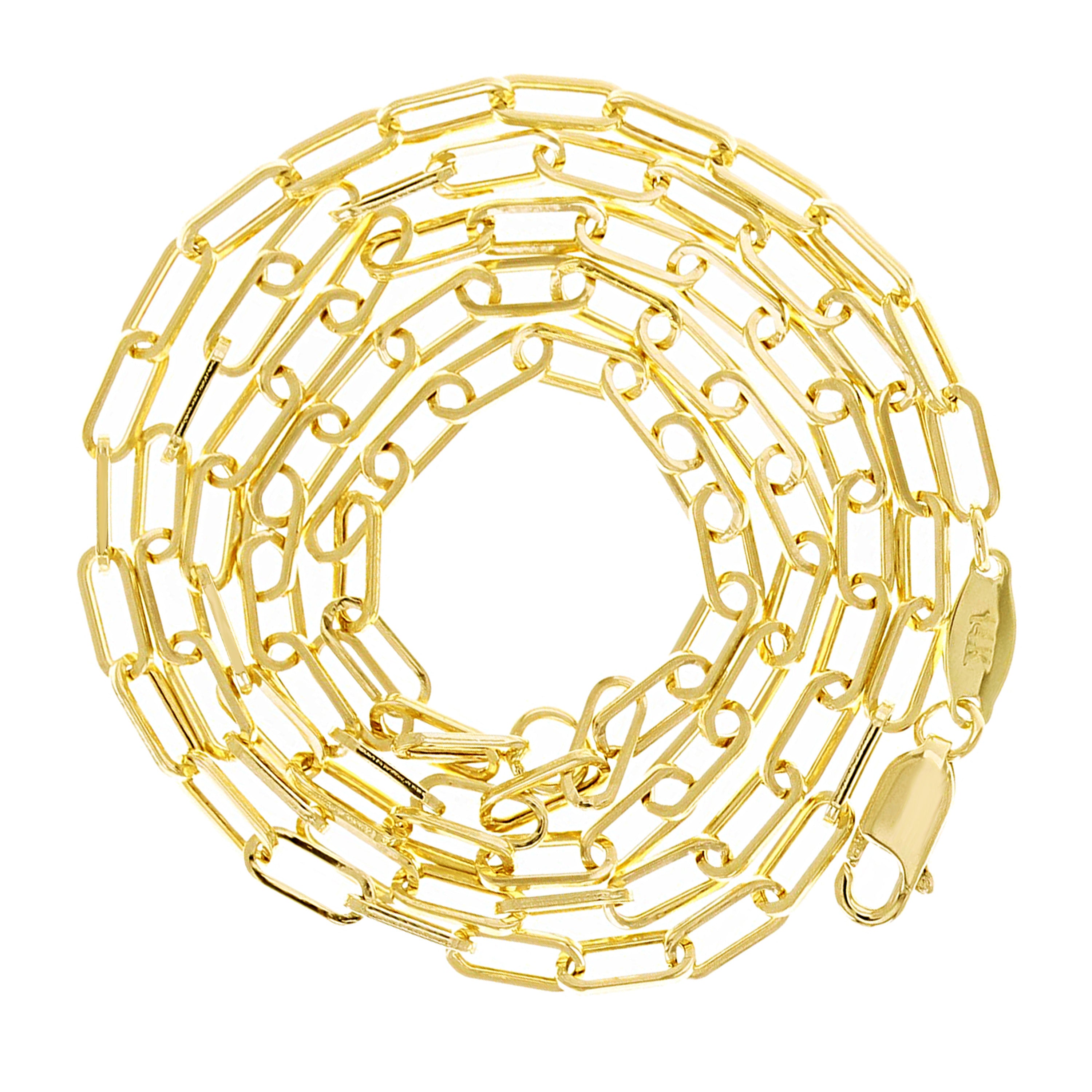 Italian 14k Yellow Gold Hollow Paper Clip Link Chain Necklace 20" 2.5mm 2.4 grams - 20" 2.4 grams