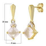 10k Yellow Gold Rose Quartz & Diamond Accent Dangle Earrings