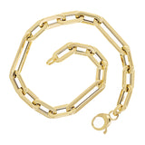 Italian 14k Yellow Gold Paper Clip Link Chain Bracelet 7.5" 6mm 4.7 grams