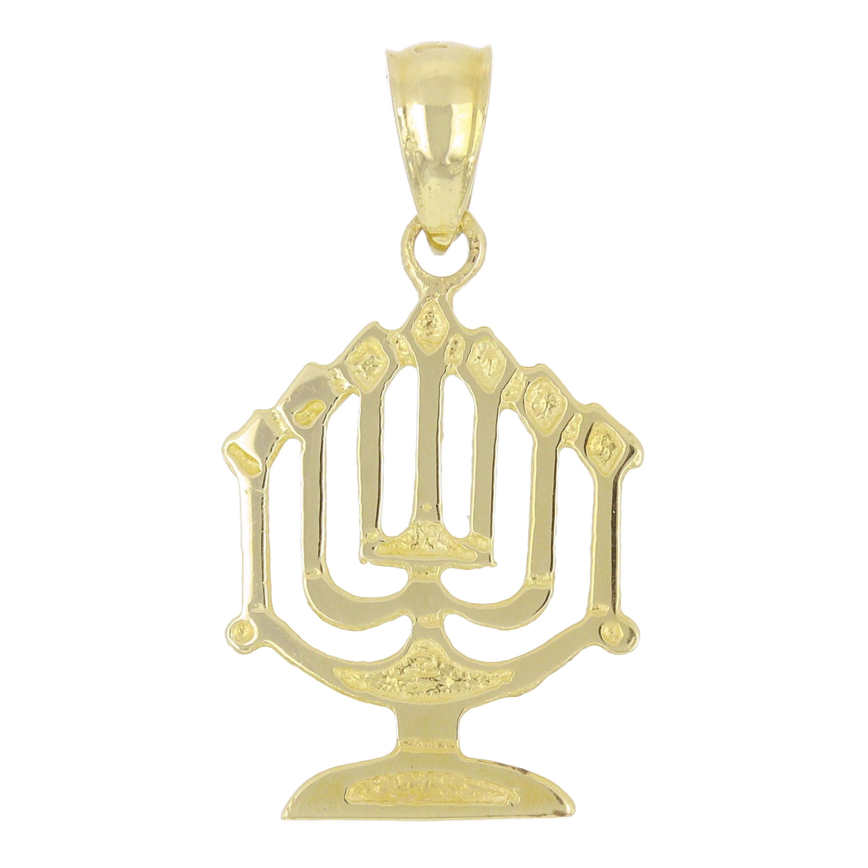 14k Yellow Gold Jewish Hanukah Menorah Charm Pendant 0.9 gram - Yellow