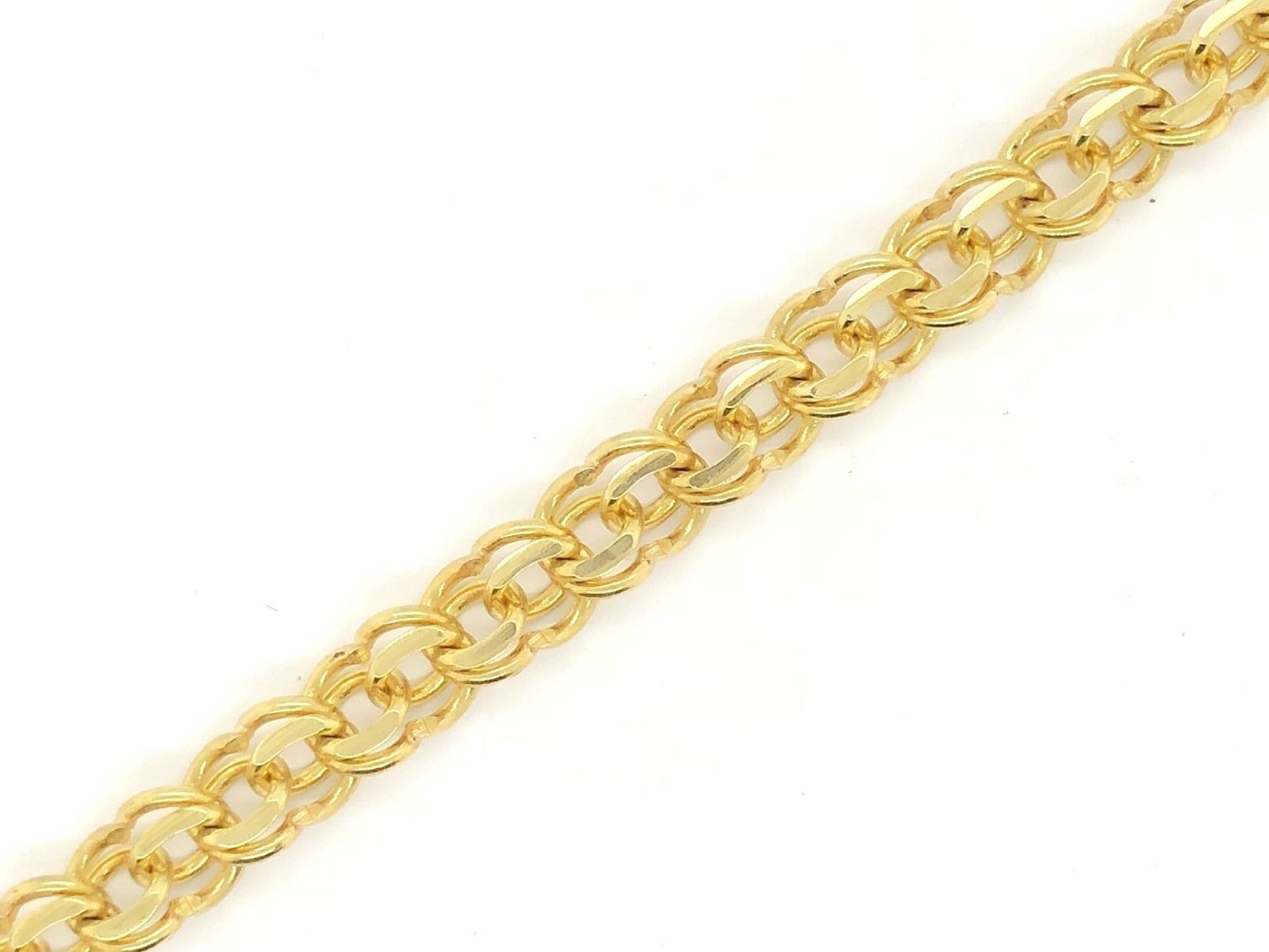 10k Yellow Gold Solid Double Link Charm Bracelet 7" 7.5mm 15.8 grams
