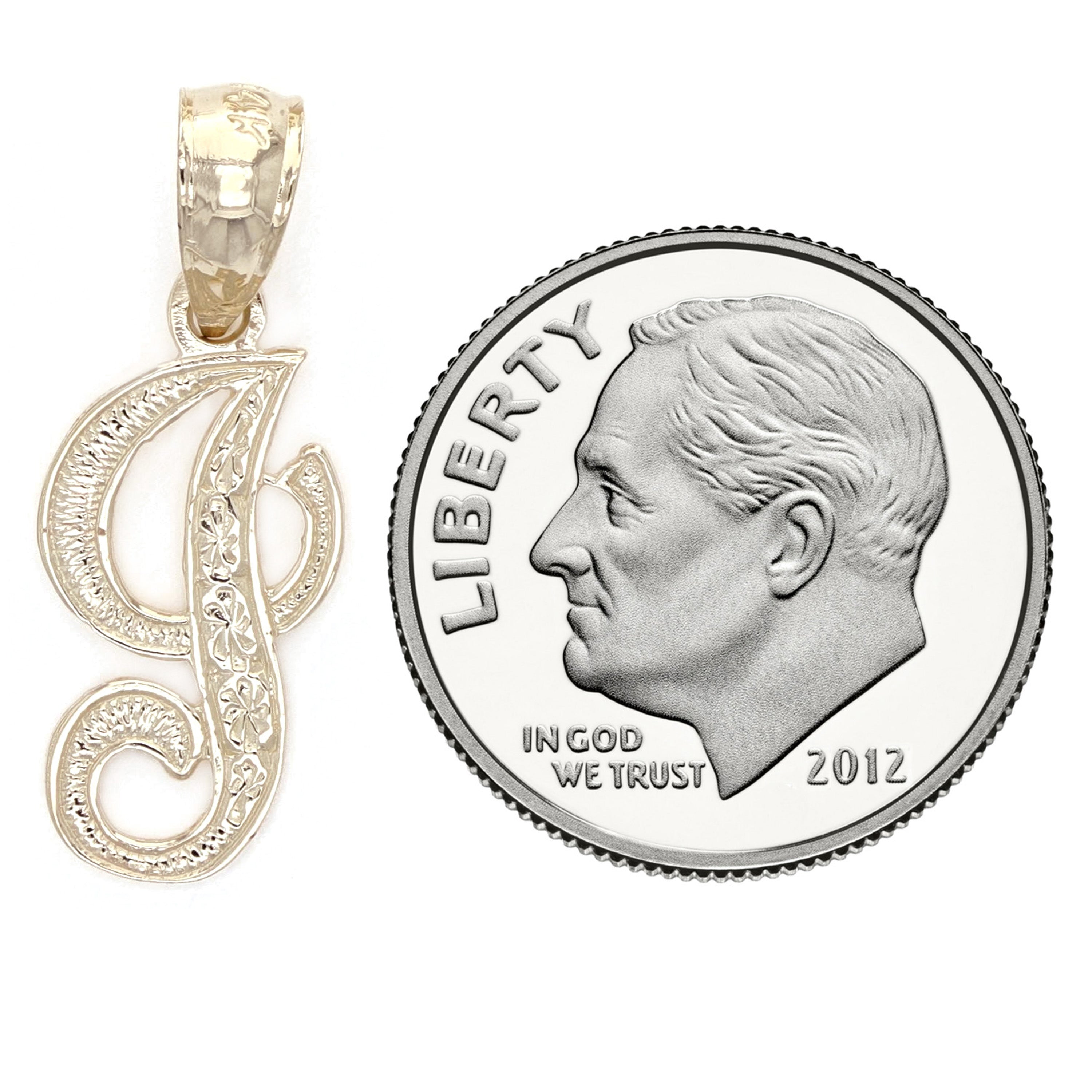 14k Yellow Gold Initial Letter I Alphabet Charm Pendant - Letter I,Yellow