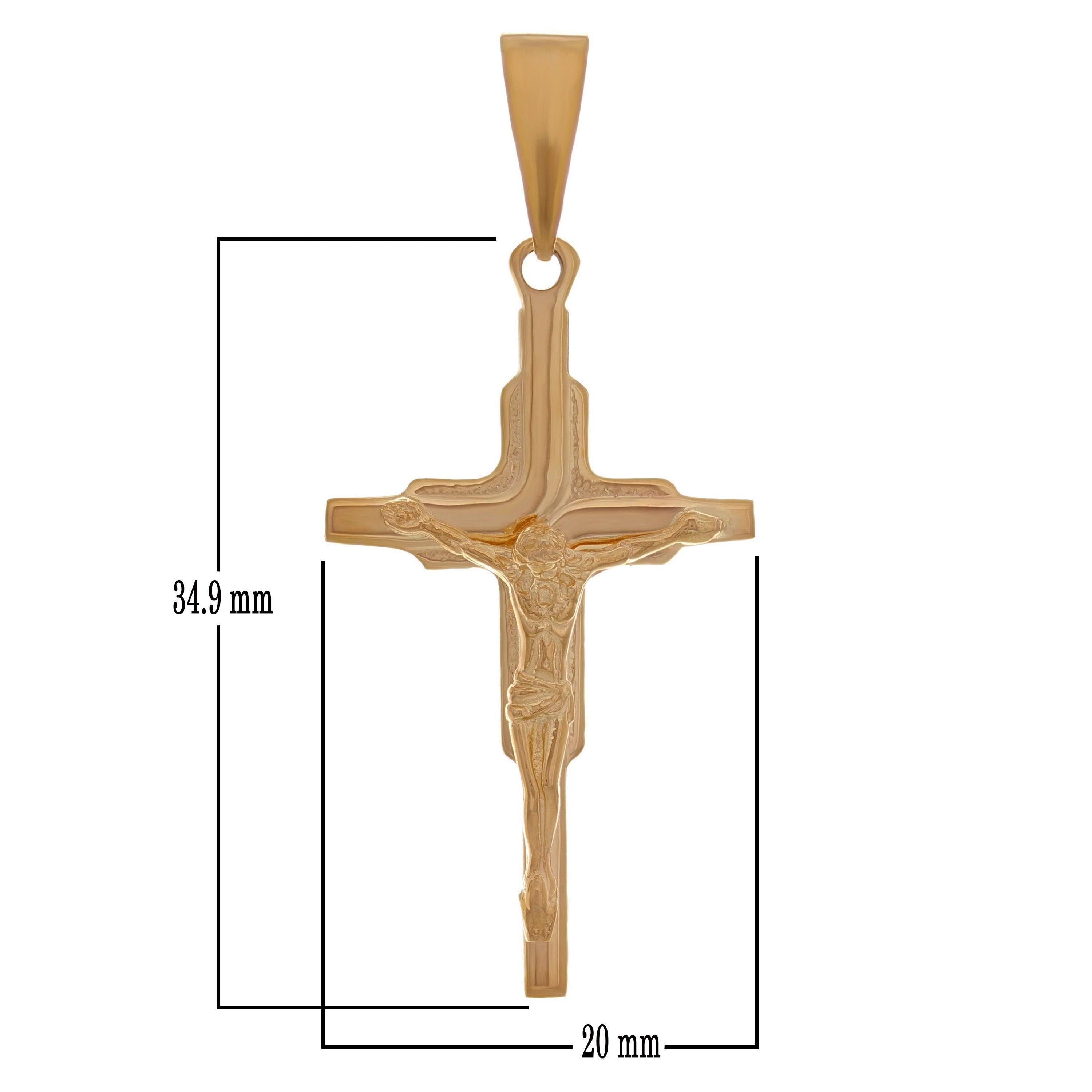 14k Rose Gold Cross Jesus Crucifix Cross Religious Charm Pendant 1.7" 2.6 grams - Rose