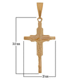 14k Rose Gold Cross Jesus Crucifix Cross Religious Charm Pendant 1.7" 2.6 grams - Rose