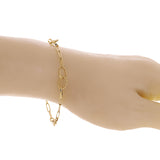 Italian 14k Yellow Gold Oval & Paperclip Link Bracelet 7" 6.2mm 3.1 grams