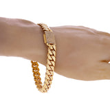14k Yellow Gold Miami Cuban Chain Bracelet with Diamonds Box Clasp 9" 10mm 68.6g - 10mm 9" 68.6 grams