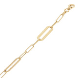 Italian 14k Yellow Gold High Polished & Diamond Cut Paperclip Link Bracelet 7"