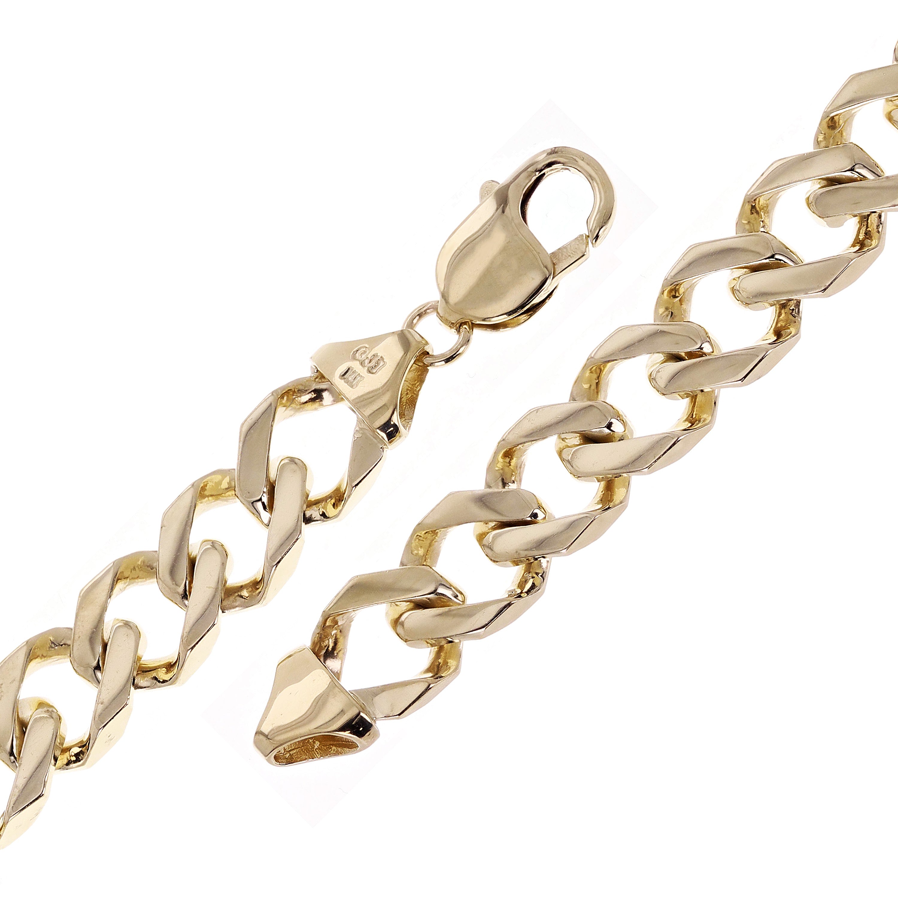 10k Yellow Gold Solid Square Curb Link Chain Bracelet 10.3mm 7" 31 grams - 7"