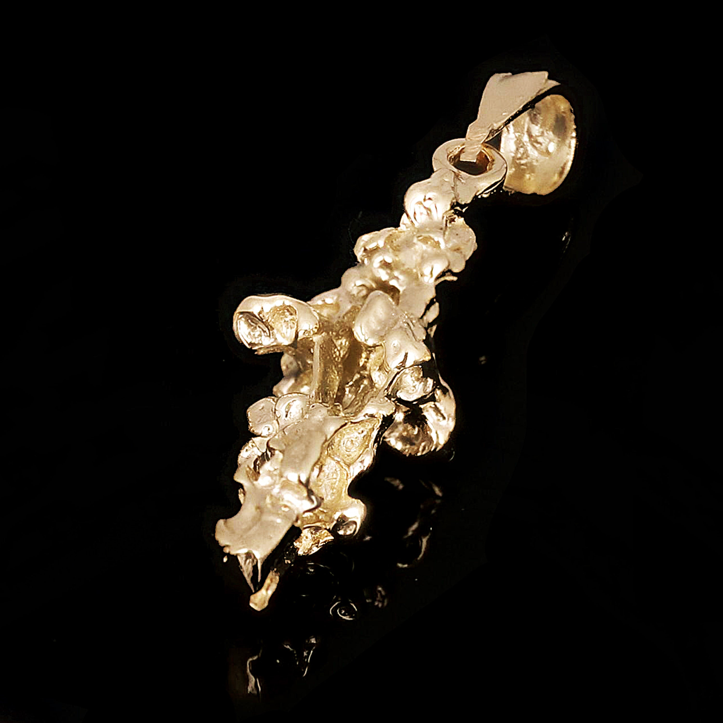 14k Yellow Gold Solid Free Form Nugget Charm Pendant 1.3" 3.4 grams