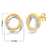 Italian 14k Yellow & White Gold Small Double Tubular Love Knot Stud Earrings - Tubular Cicrle