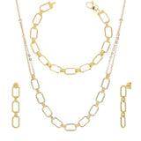 Italian 14k Yellow Gold Oval Links Necklace, Bracelet & Earrings Set 13.8 grams