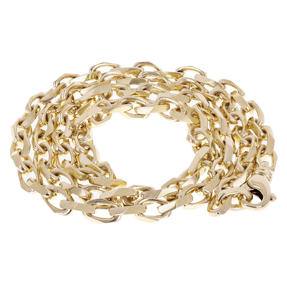 10k Yellow Gold Solid Handmade Beveled Anchor Chain Necklace 20