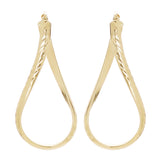 Italian 14k Yellow Gold Diamond Cut Twisted Oval Hoop Earrings 1.4" 1.7 grams