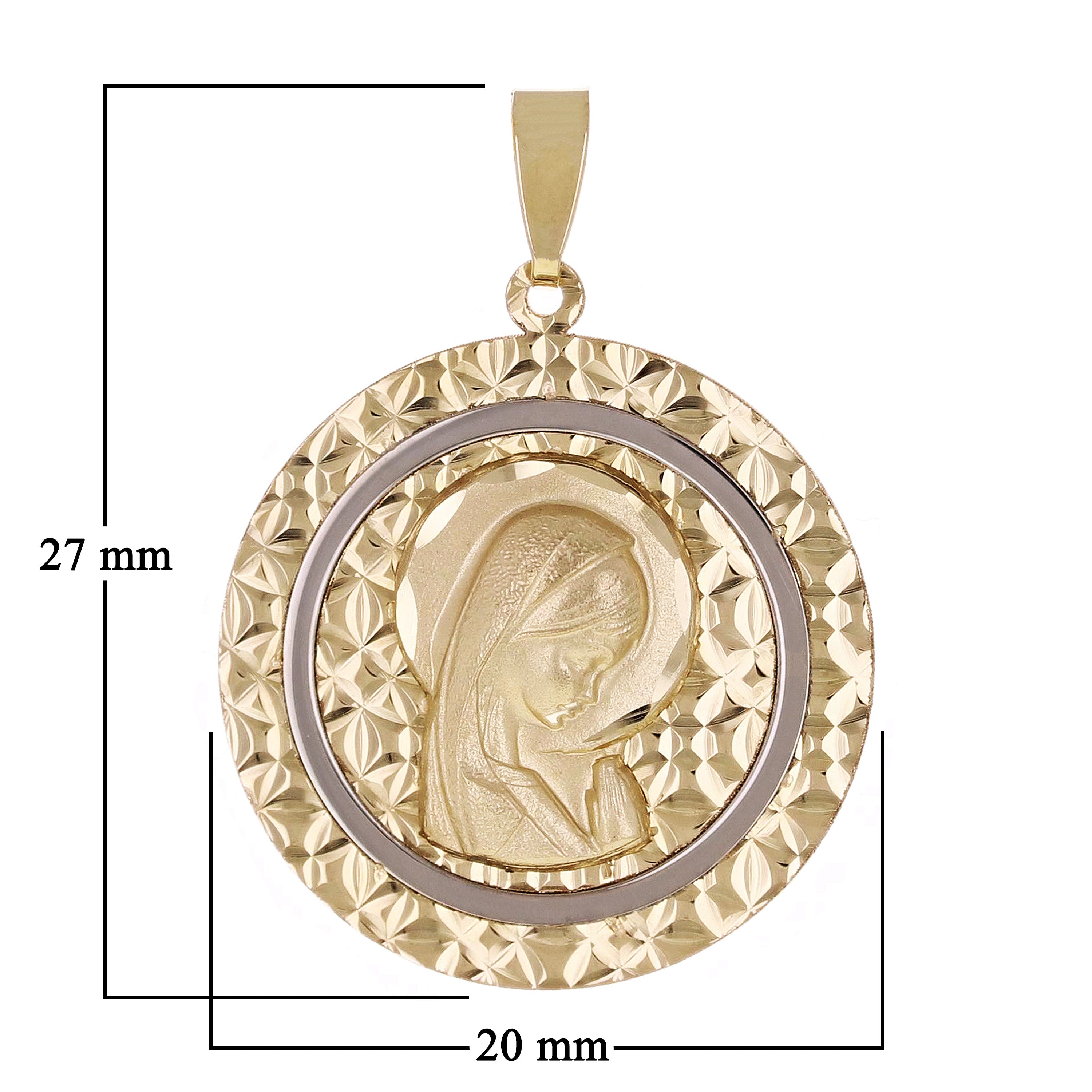 Italian 14k Yellow & White Gold 3D Girl Praying Charm Pendant 1" 2 grams - Big