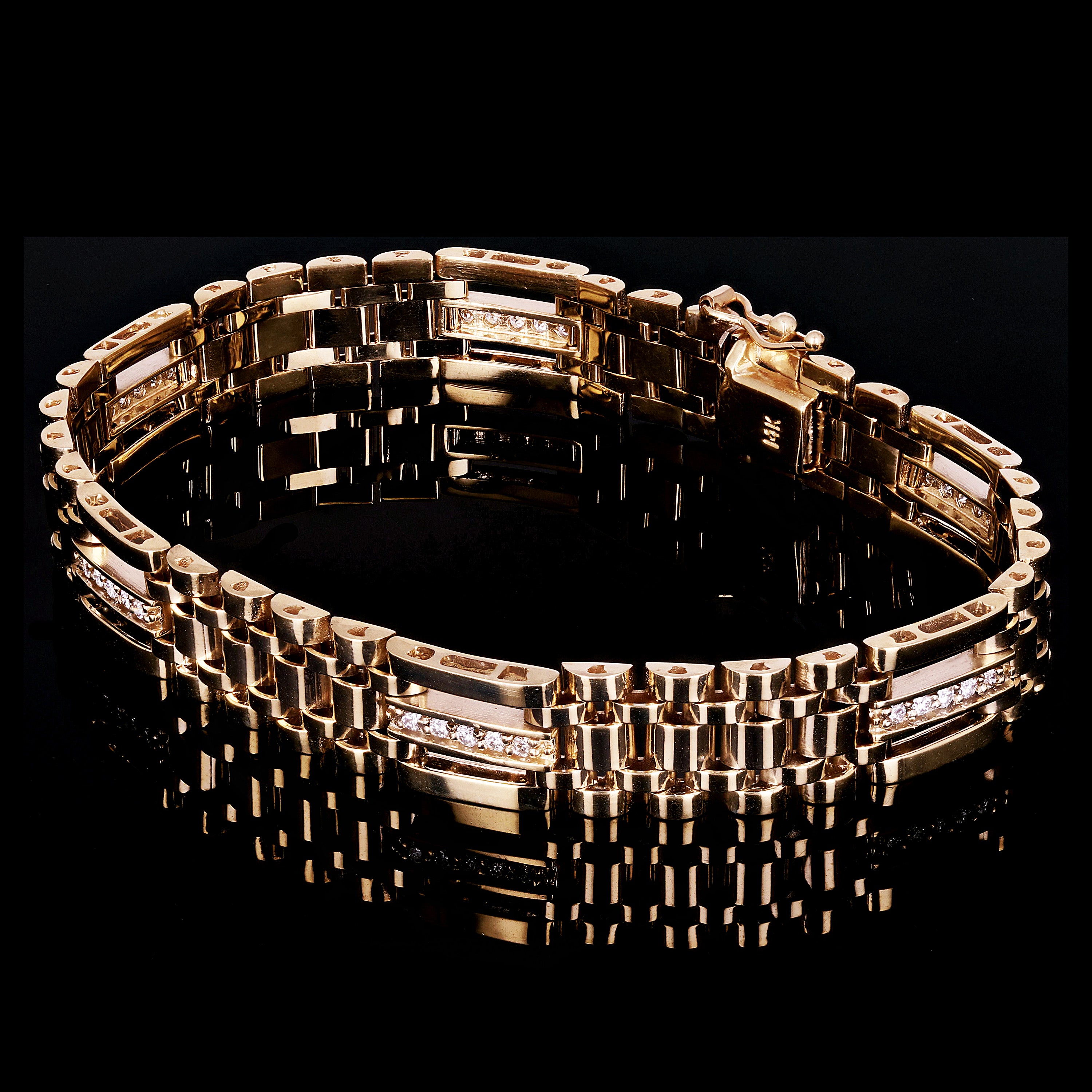 Men's 14k Yellow Gold 0.70ctw Diamond Watch Link Bracelet 8.5" 10.8mm 35 grams - Yellow  8.5"  10.8mm  0.7ctw  35grams