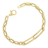 Italian 14k Yellow Gold Paper Clip Link Chain Bracelet 7.5" 6.2 grams